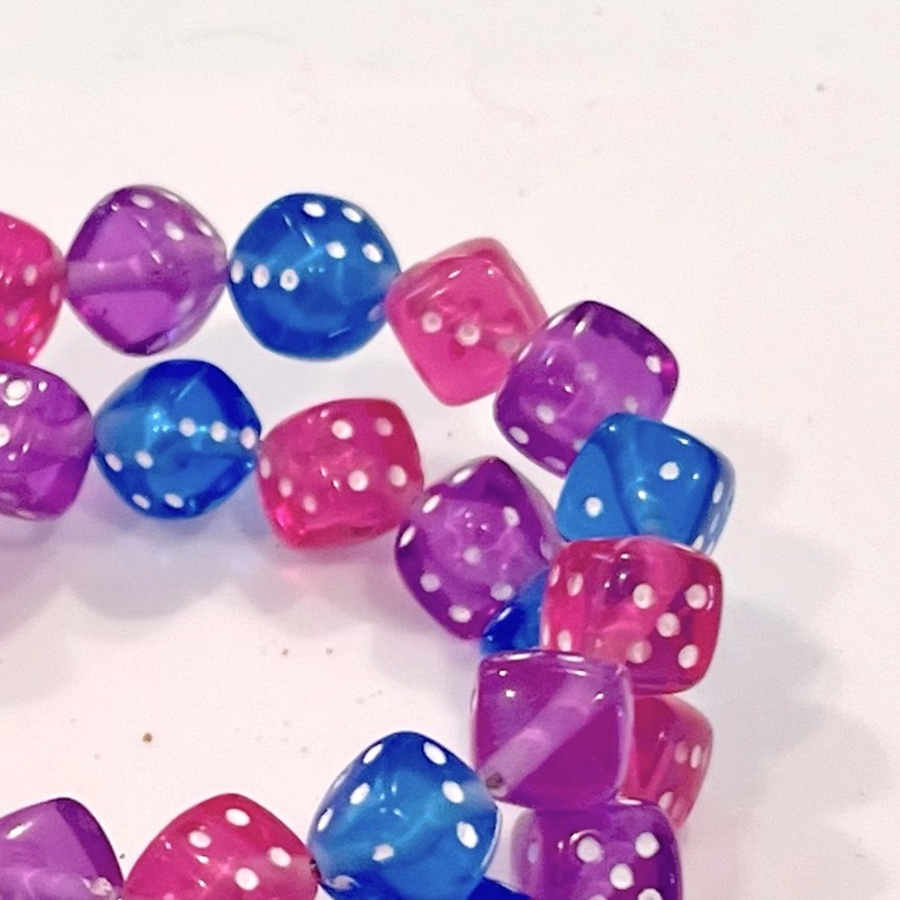 Dice Bracelet Spiral No Clasp Blue Pink Purple - Picture 2 of 4